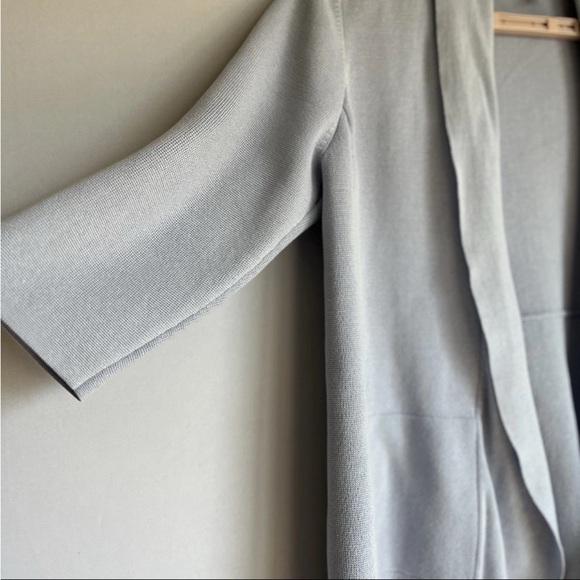 EILEEN FISHER Cardigan Sz M Silk Blue Open Front Shawl Casual Office READ - Picture 7 of 13